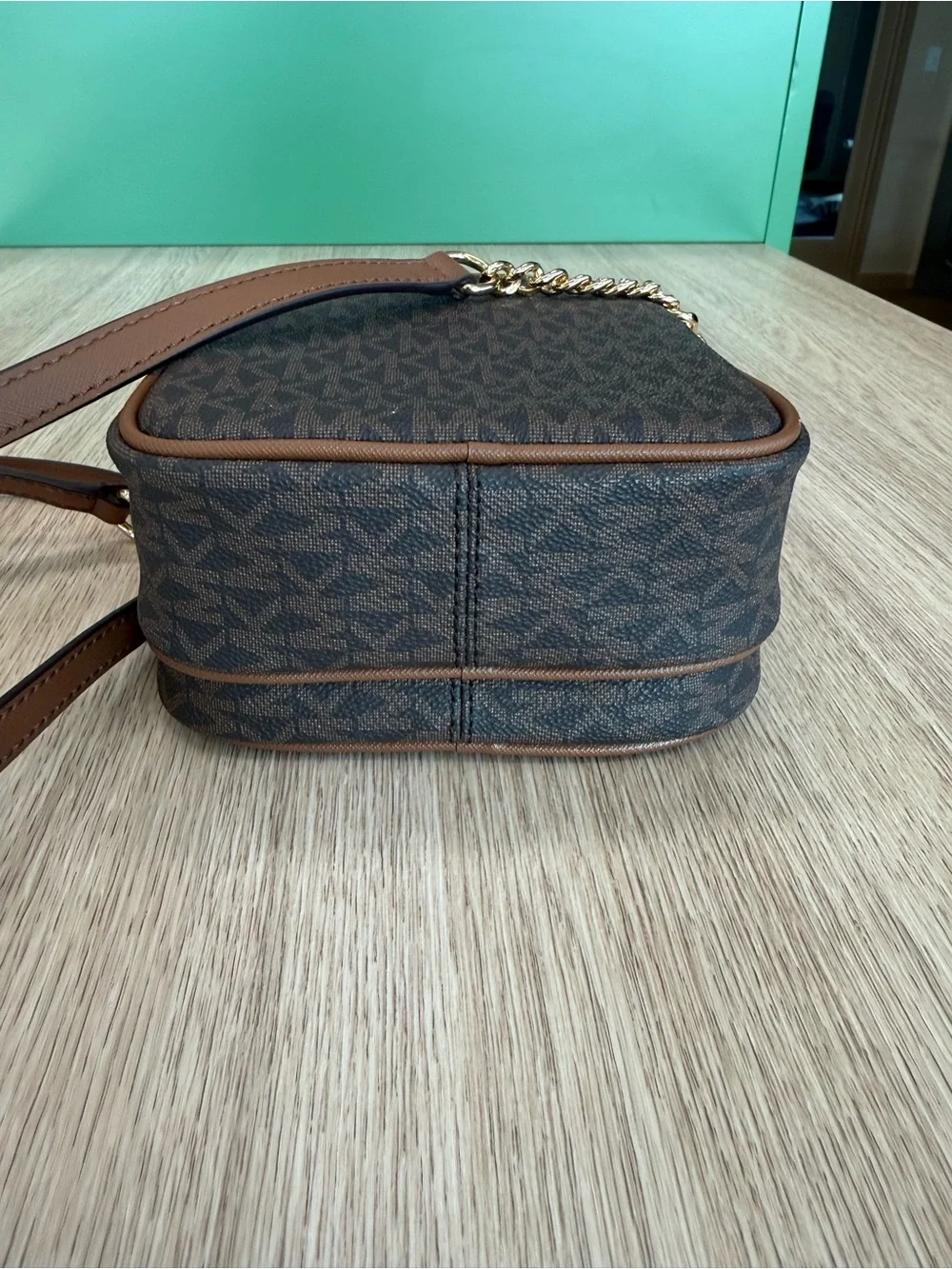 Michael Kors Brown Logo Monogram Crossbody Bag